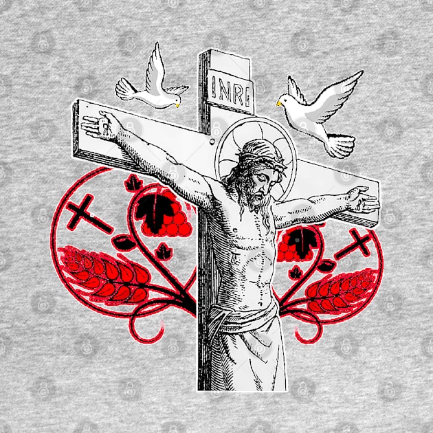 Jesus Christ nailed to the Cross Eucharist and Holy Spirit by Marccelus